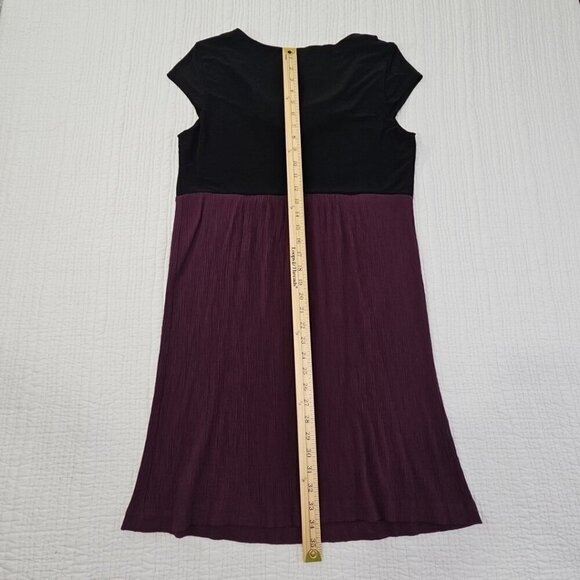 Tiana A Line Dress Women's 12 Stretch Black & Purple Stones Cap Sleeve EUC - Picture 10 of 11